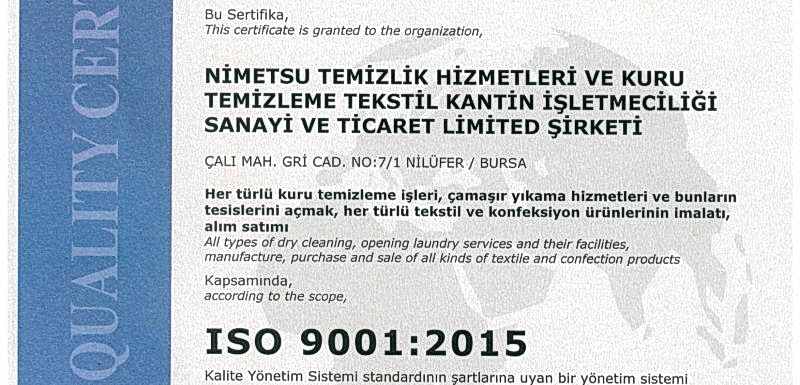 ISO 9001:2015 BELGEMİZİ DE ALDIK...